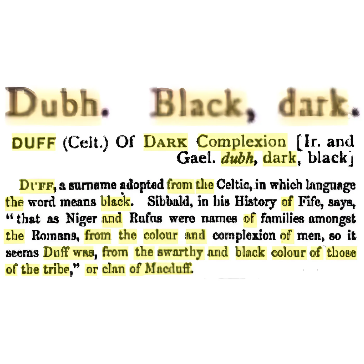 Swarthy: What the Word Originally Meant, and Why That Changed: Dubh